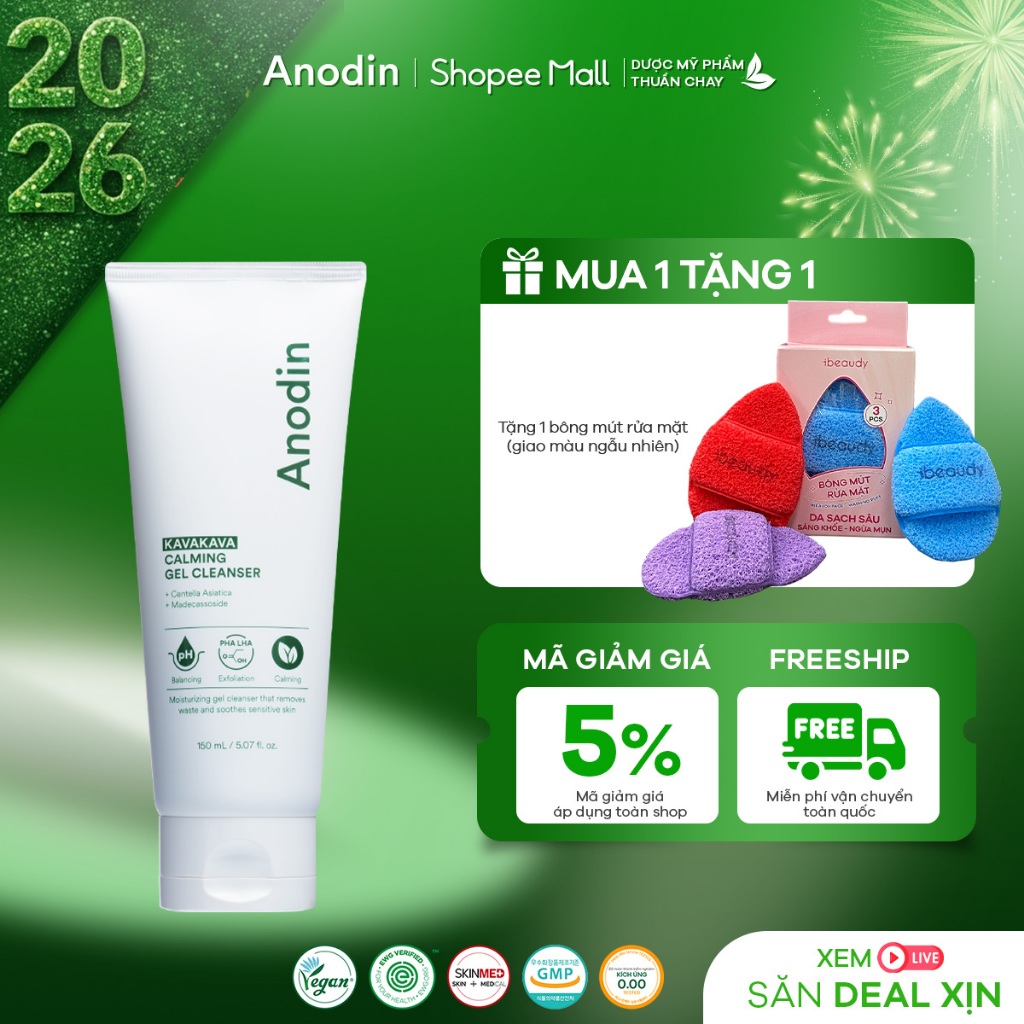 [VHL x ANODIN] Gel rửa mặt Anodin KavaKava Calming Gel Cleanser 150ml