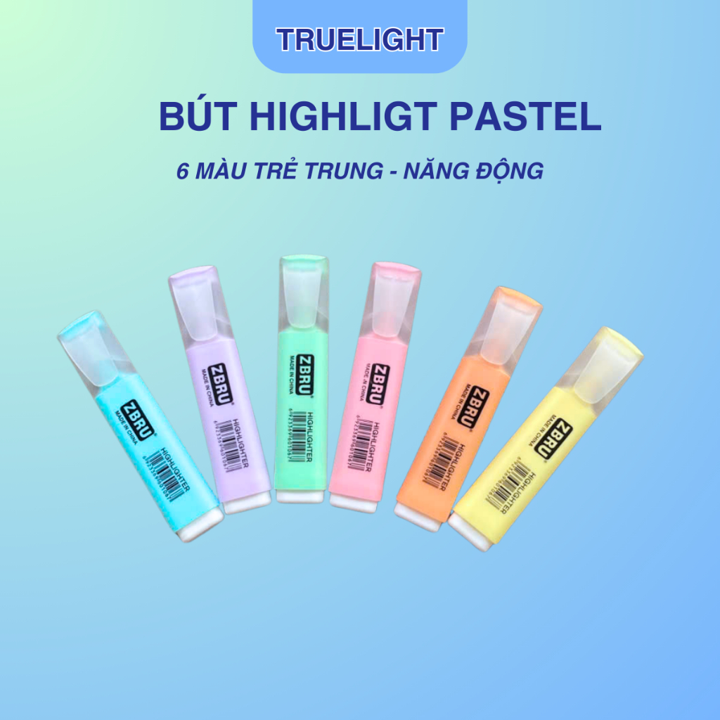 Bút Dạ Hightlight 6 Màu Pastel Trẻ Trung - Tặng 1 Bút Gel Ngẫu Nhiên