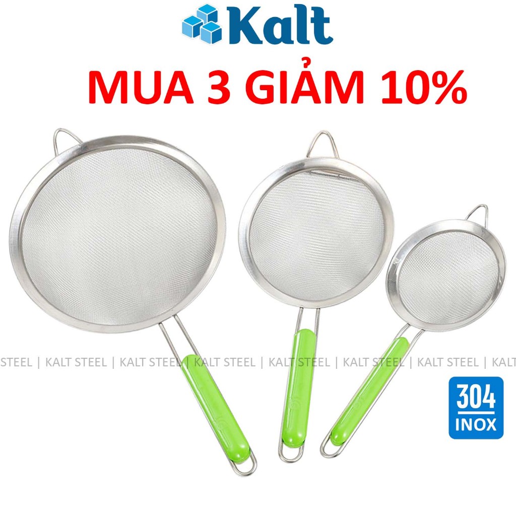 Ray Lọc Inox 304 Siêu Mịn KALT HOME Lọc Bột Gạch Cua Có Quai Cầm Và Móc Treo Tiện Lợi DT260200601