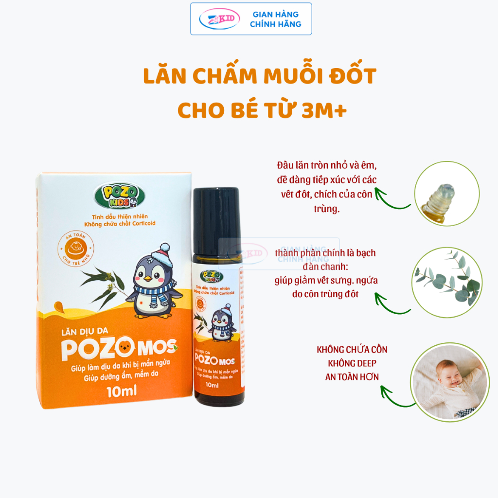 Lăn chấm, bôi vết muỗi côn trùng cắn, giảm ngứa không để lại sẹo cho bé-cam