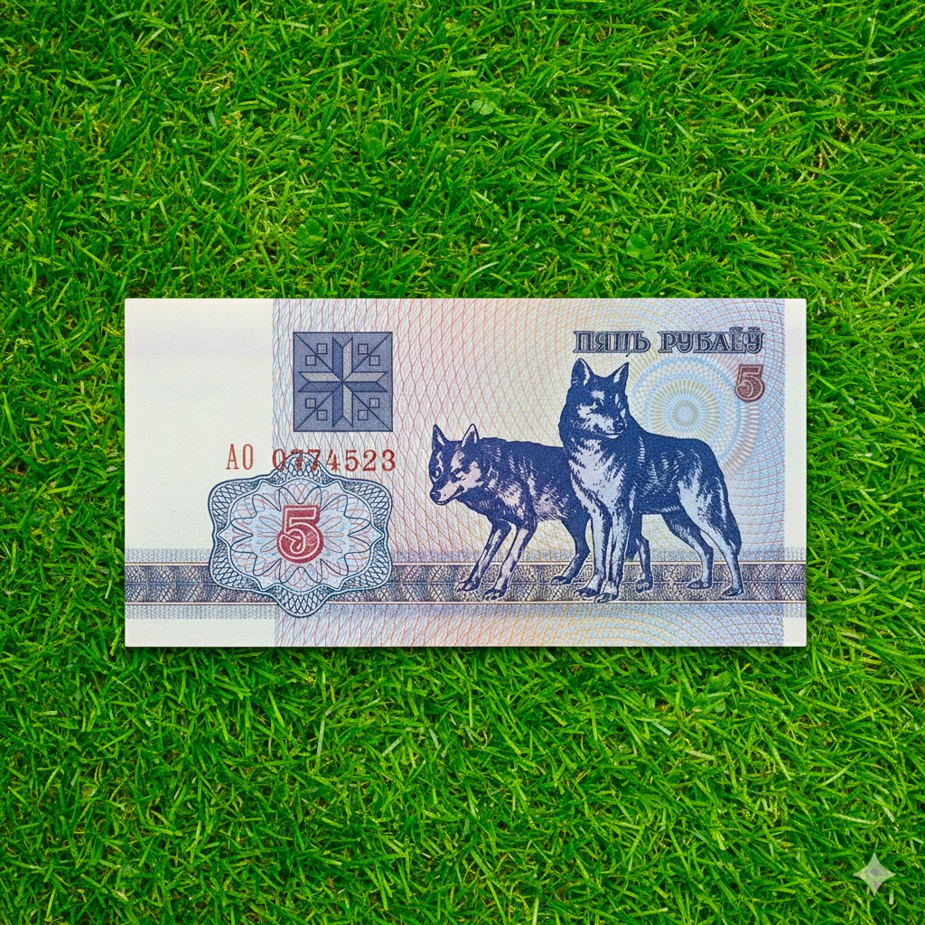 Tờ 5 Rups Chó Sói Belarus (sưu tầm hết lưu hành)