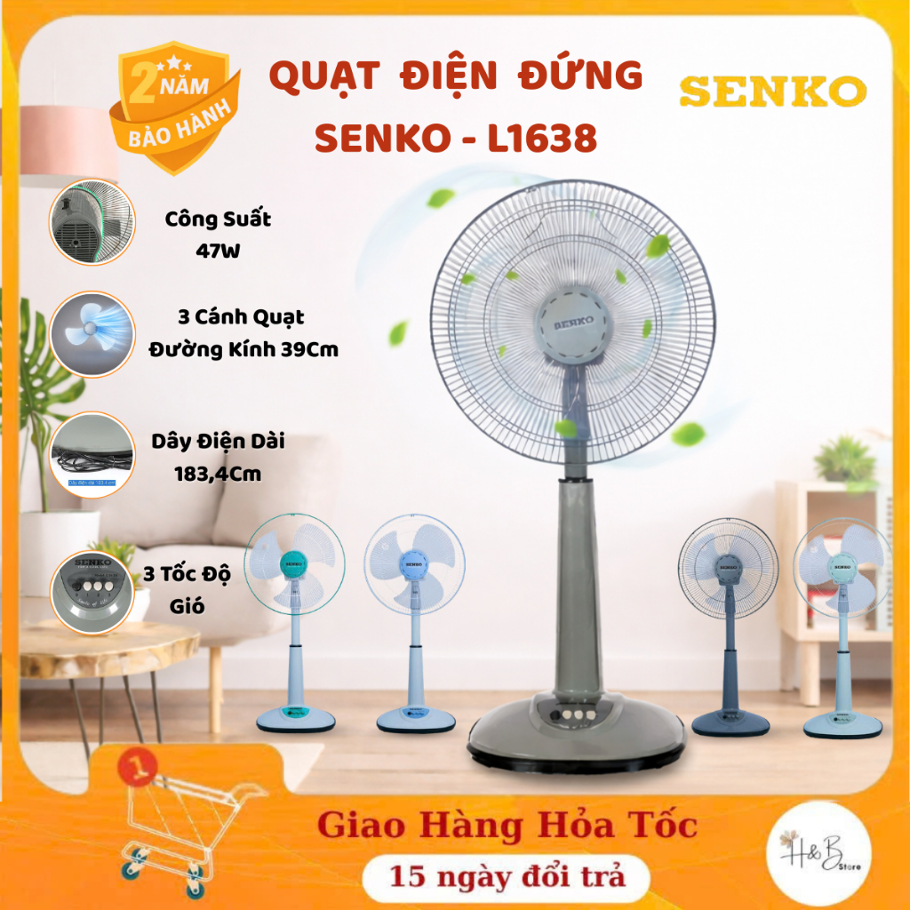 Quạt Đứng SenKo L1638 - 47W Làm Mát Nhanh, Quạt Lửng SenKo Chính Hãng