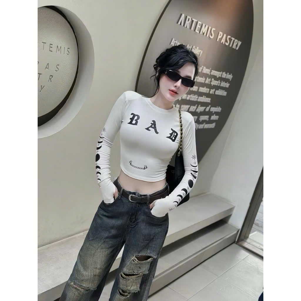 Áo thun nữ dài tay CRT xỏ ngón BAD - chất thun co giãn, thoải mái M2 | BigBuy360 - bigbuy360.vn