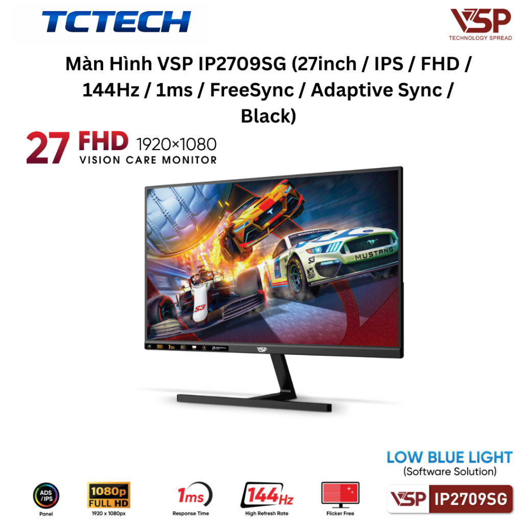 Màn Hình VSP IP2709SG (27inch / IPS / FHD / 144Hz / 1ms / FreeSync / Adaptive Sync / Black) C | BigBuy360 - bigbuy360.vn