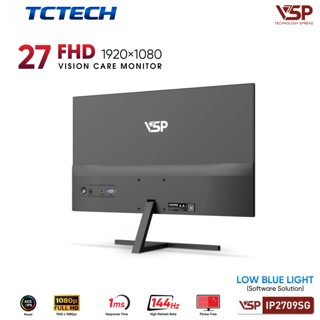 Màn Hình VSP IP2709SG (27inch / IPS / FHD / 144Hz / 1ms / FreeSync / Adaptive Sync / Black) C | BigBuy360 - bigbuy360.vn