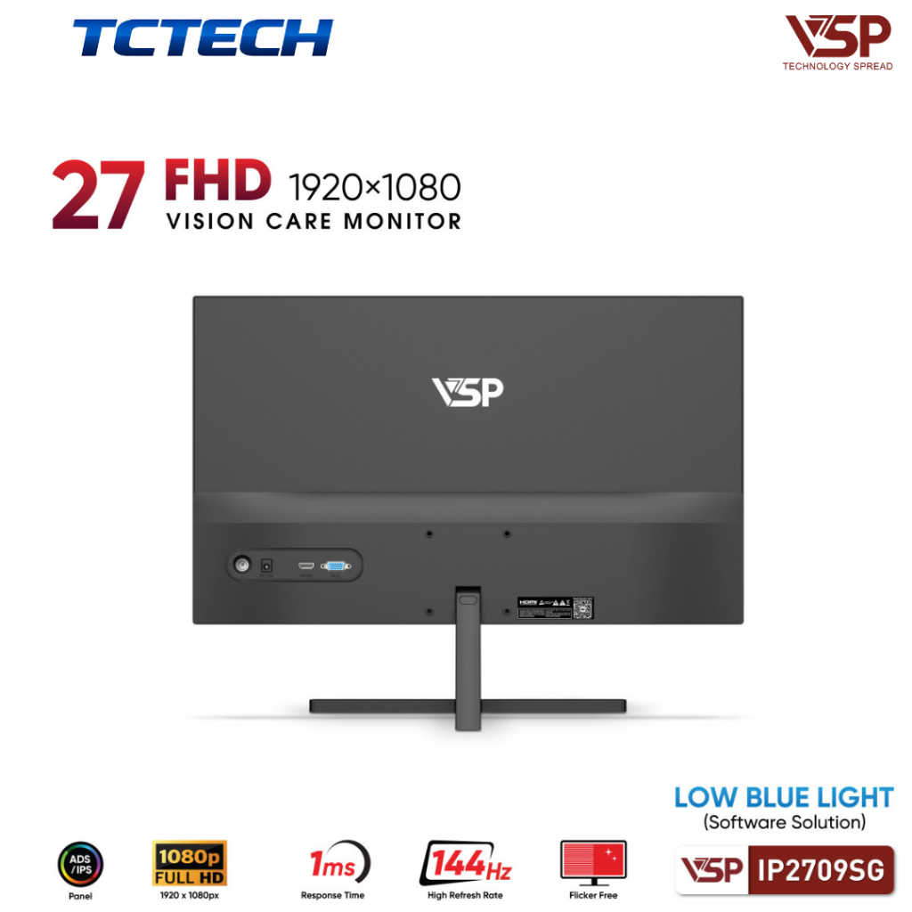 Màn Hình VSP IP2709SG (27inch / IPS / FHD / 144Hz / 1ms / FreeSync / Adaptive Sync / Black) C | BigBuy360 - bigbuy360.vn