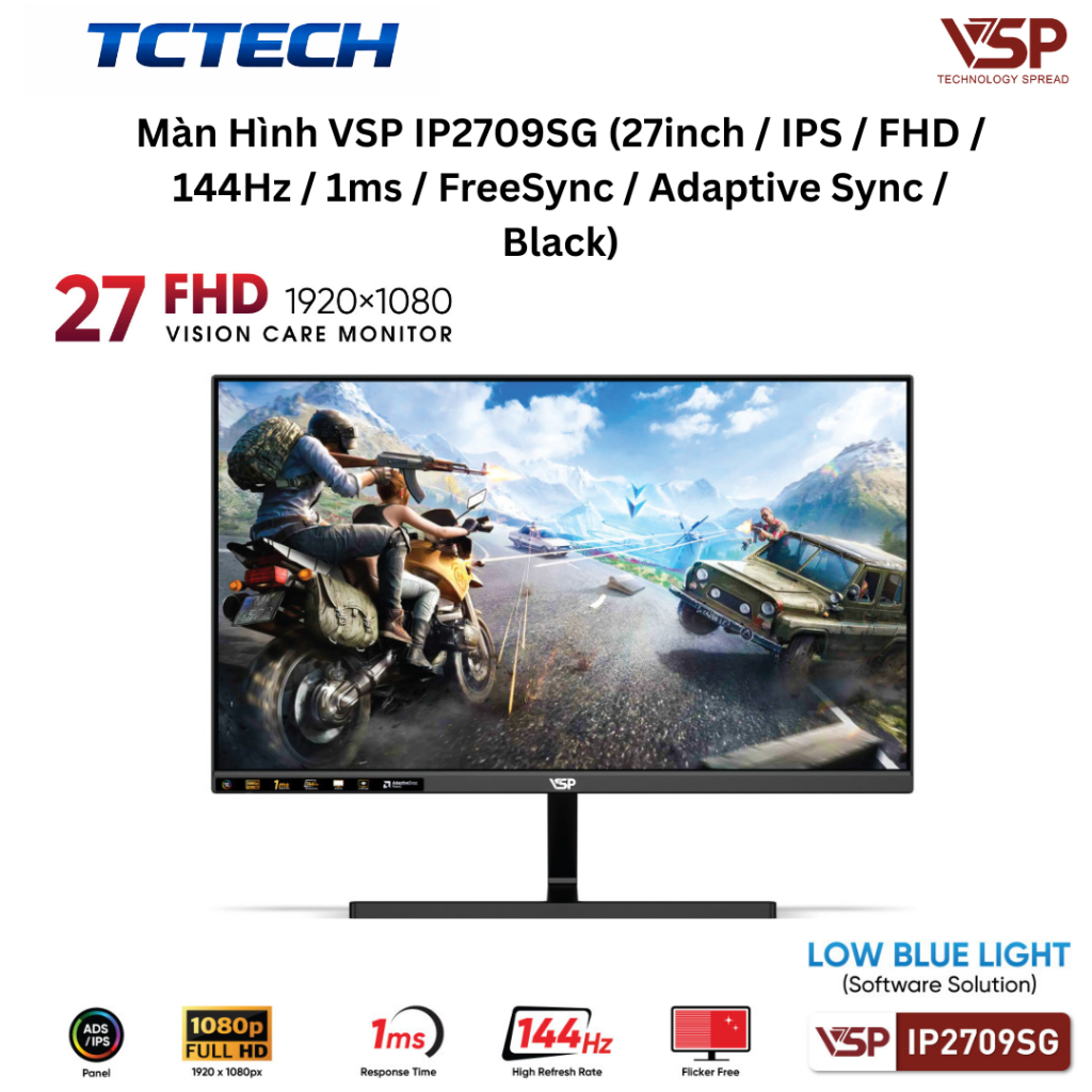 Màn Hình VSP IP2709SG (27inch / IPS / FHD / 144Hz / 1ms / FreeSync / Adaptive Sync / Black) C