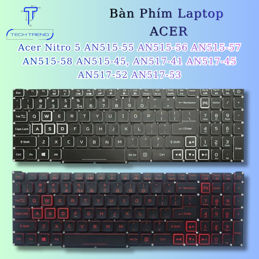 Bàn phím laptop Acer Nitro 5 AN515-55 AN515-56 AN515-57 AN515-58 AN515-45, AN517-41 AN517-45 AN517-5