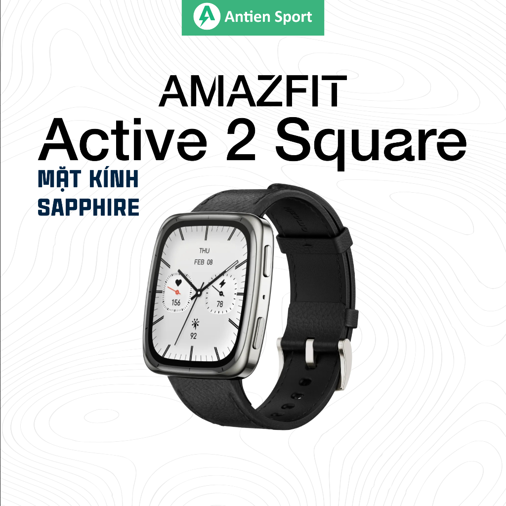 Đồng hồ thông minh Amazfit Active 2 Square, Màn kính Sapphire AMOLED, Hơn 160 chế độ tập luyện HYROX