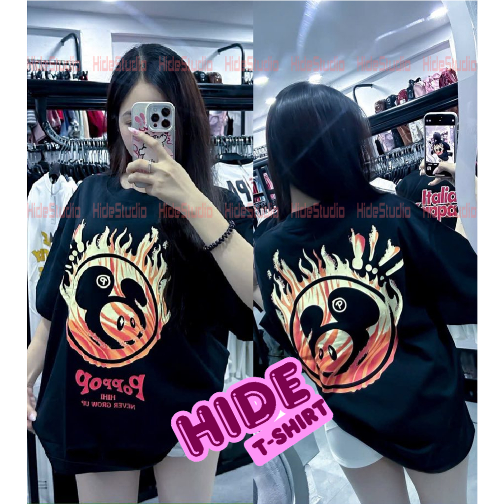 Áo Thun Poppop Mascot- Áo Thun POPPOP HIHI In Hình Cao Cấp Chất Liệu Cotton 2 Chiều Dày Dặn