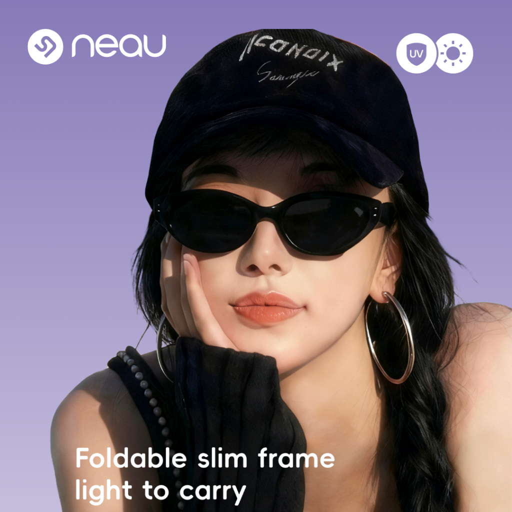 NEAU Mắt Kính Nữ Chống Tia UV Mắt Mèo Đen Kính Râm Khung Hình Bầu Dục Cao Cấp Chất Liệu Thiết Kế Sang Trọng UF101