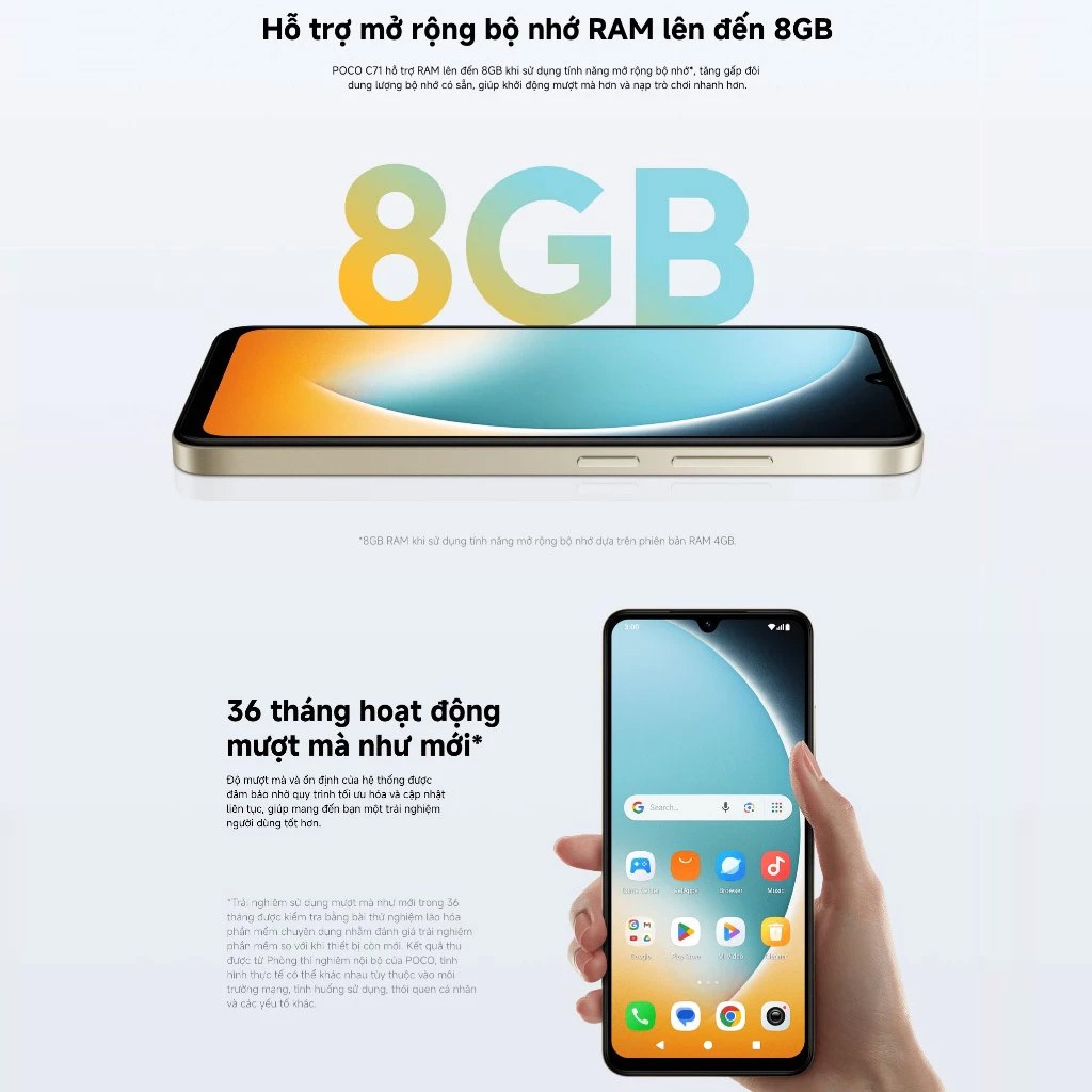Điện thoại XIAOMI POCO C71 3GB 64GB | Bộ Vi Xử Lý Tám Nhân Mạnh Mẽ | Màn Hình 6.88” Sống Động | Camera Kép AI 32MP | BigBuy360 - bigbuy360.vn