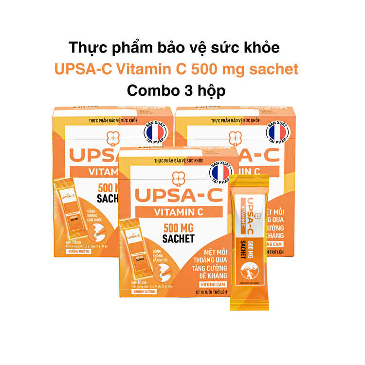 Combo 3 Thực phẩm bảo vệ sức khỏe UPSA-C Vitamin C 500 mg sachet (Hộp 10 gói)