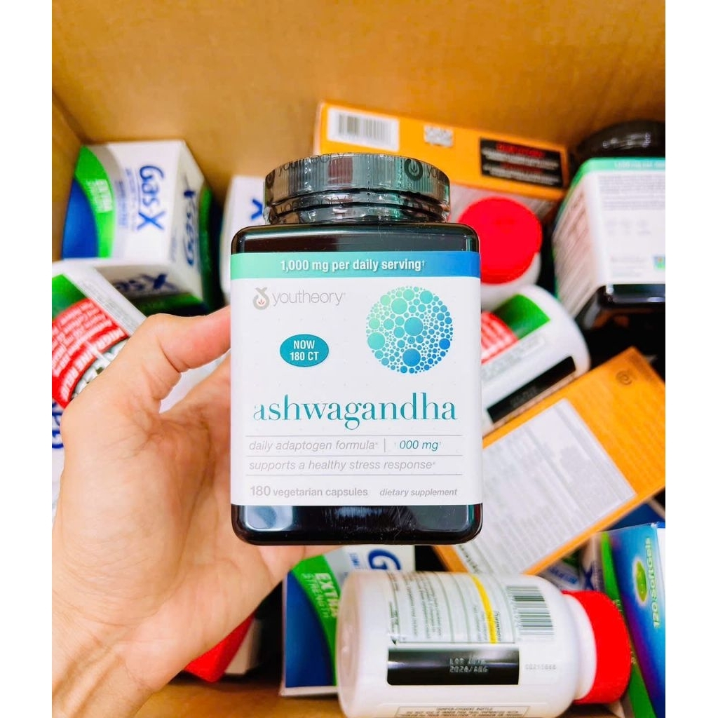Viên uống nhân sâm Ấn Độ - Youtheory Ashwagandha 1000mg 180 viên
