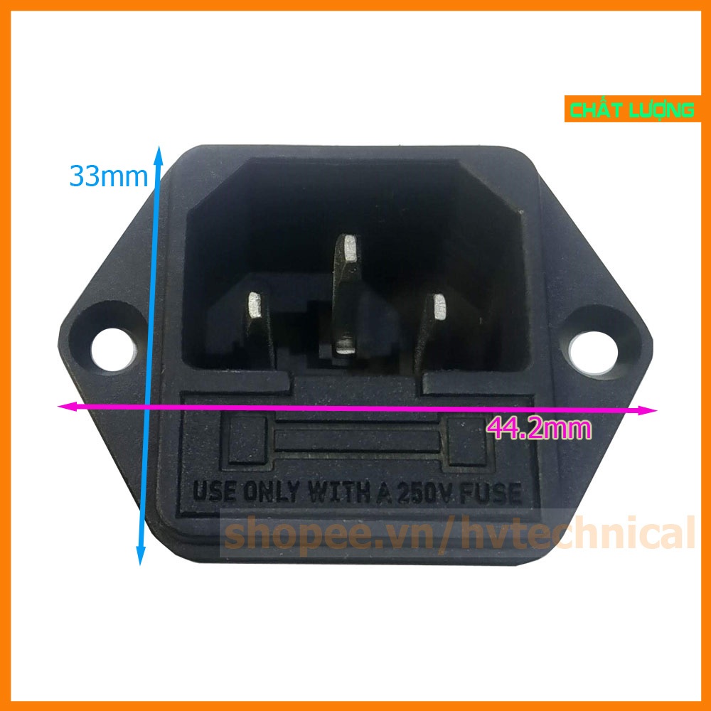 Ổ cắm điện 3 chấu có đai và có cầu chì 250V-10A