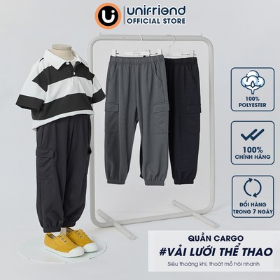 Quần cargo vải lưới thể thao PolyMesh mỏng nhẹ siêu thoáng khí bé trai và bé gái Unifriend Hàn Quốc U950N