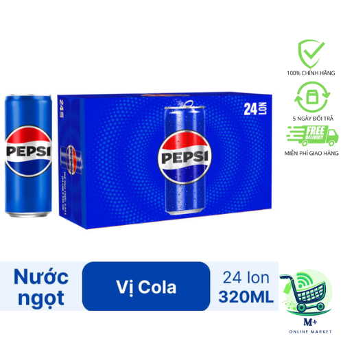 Thùng 24 LON Nước Ngọt Có Gaz Pepsi (320ml/lon)