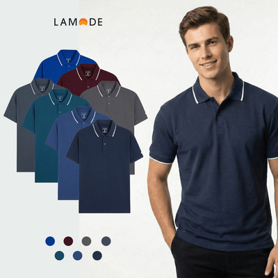Áo Polo Nam Lamode tay ngắn dáng regular fit cotton thoáng mát co giãn nhẹ đứng phom men'swear LPS020AS0E
