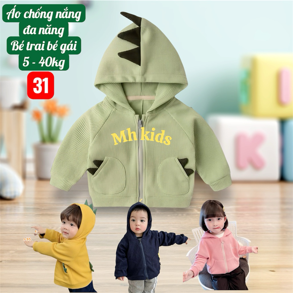 Áo Khoác Chống Nắng Cho Bé Cotton Tổ Ong 4 Mùa – Áo Khoác Lion Bé Trai Bé Gái Thoáng Mát 4–30kg #31