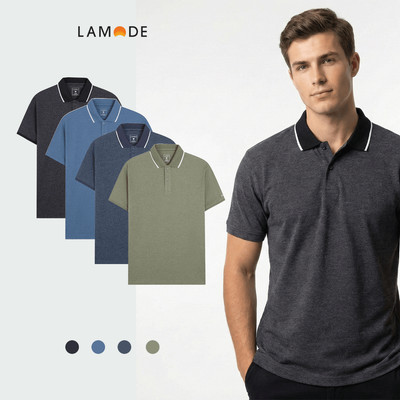 Áo Polo Nam Lamode tay ngắn cotton dáng Regular co giãn thấm hút men'swear LPS021AS0E