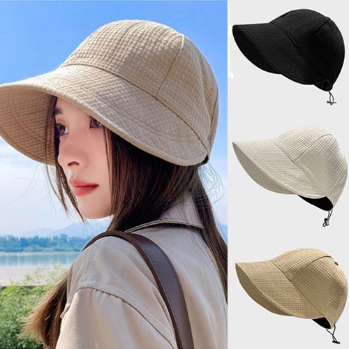 Mũ Bucket dáng lưỡi trai trơn chống nắng mùa hè có dây rút form Unisex Nam Nữ