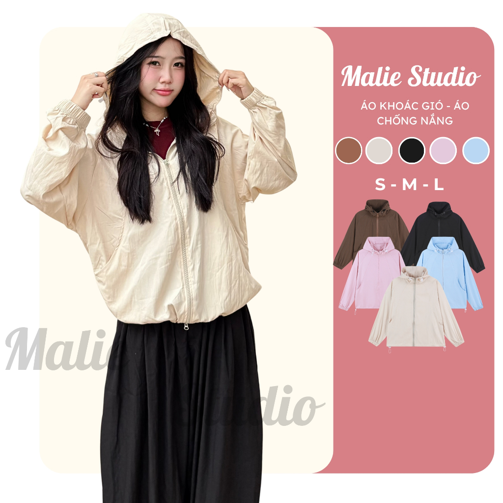 Áo Khoác Gió Chống UV Nam Nữ 1 lớp Malie Studio, Vải Gió Nhăn Chống Nắng, Chống Gió 2025 Chất Vải Th