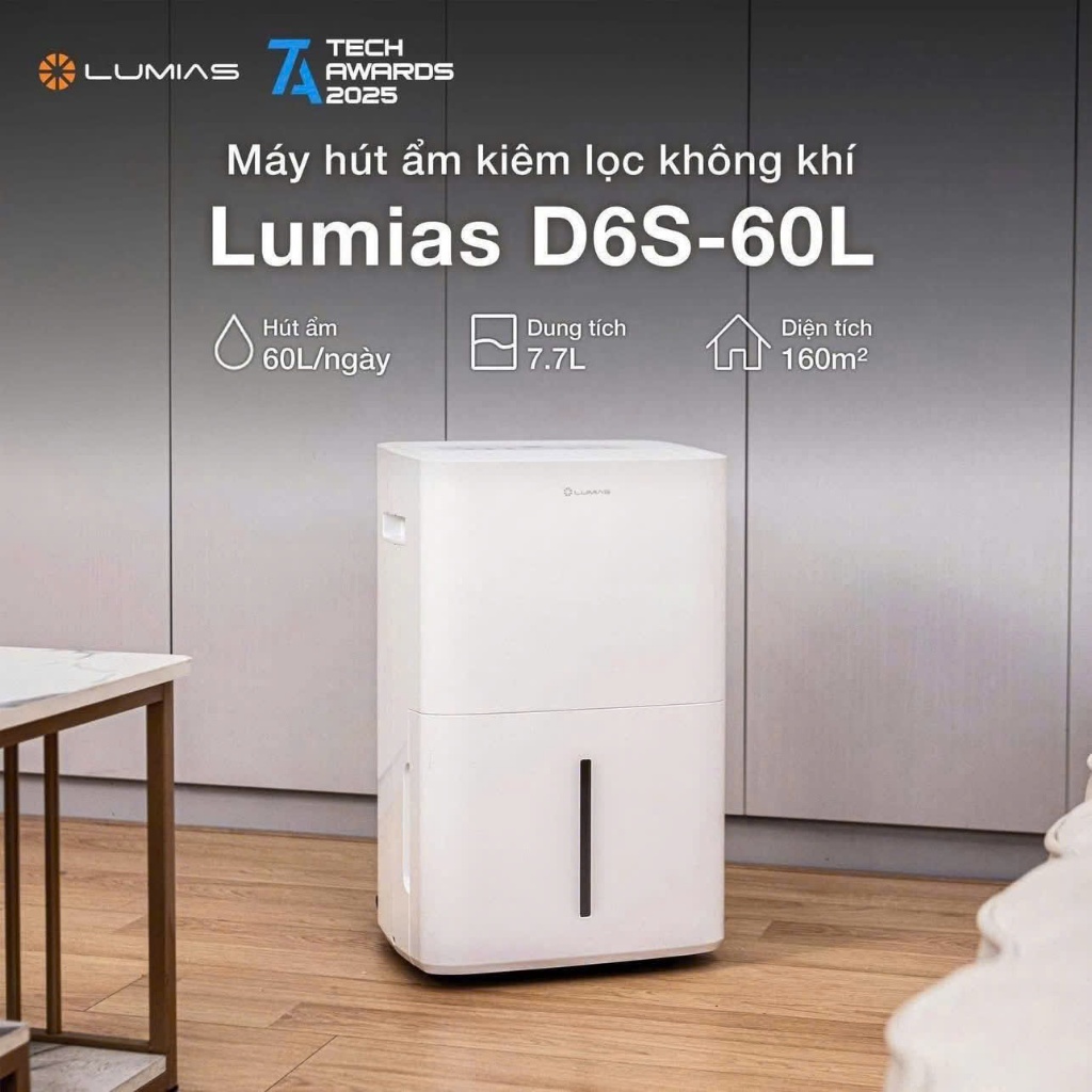 Máy hút ẩm kiêm lọc không khí thông minh Lumias D6s-60L