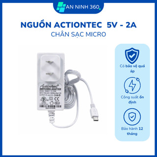 Nguồn 5V 2A Actiontec chân Micro USB, dùng cho camera WiFi, đầu cắm dẹp, bảo hành 12 tháng | C18