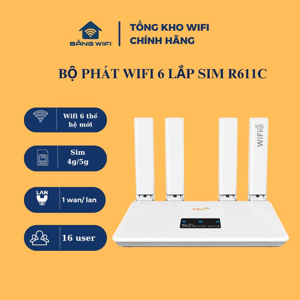 Bộ phát WIFI 6 sim 4G model R611C chuyên phát wifi cho gia đình , công trường , xe oto...