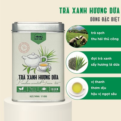 Trà Xanh Hương Hương Dứa DalatFarm - Hộp 110Gr