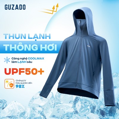 Áo Khoác Chống Nắng Nam GUZADO Vải Extracool Làm Mát, Vành Nón Che Mặt, Lưới Sườn Thoáng Khí GCN01-GCCN25S001