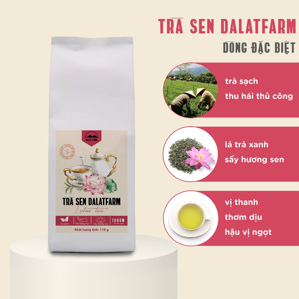 Trà Sen (Lotus Tea) DalatFarm - Túi thiếc 110Gr