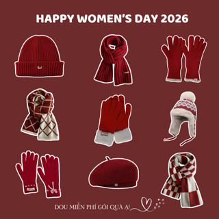 Combo Khăn Len Cashmere Quàng Cổ, Găng Tay Và Mũ Len Unisex Tone Đỏ Sang Trọng QUÀ TẶNG QUỐC TẾ PHỤ NỮ 2026 - Mã TH001
