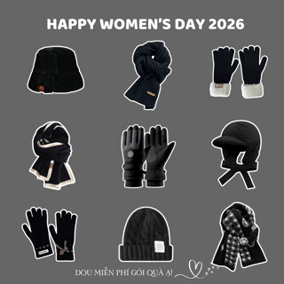 Combo Khăn Len Cashmere Quàng Cổ, Găng Tay Và Mũ Len Unisex Tone Đen Huyền Bí QUÀ TẶNG QUỐC TẾ PHỤ NỮ 2026 - Mã TH002