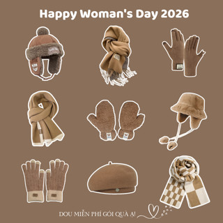 Combo Khăn Len Cashmere Quàng Cổ, Găng Tay Và Mũ Len Unisex Tone Nâu Cổ Điển QUÀ TẶNG QUỐC TẾ PHỤ NỮ 2026 - Mã TH004