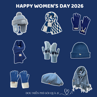 Combo Khăn Len Cashmere Quàng Cổ, Găng Tay Và Mũ Len Tone Xanh Dương Tinh Tế QUÀ TẶNG QUỐC TẾ PHỤ NỮ 2026 - Mã TH006