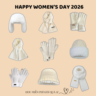 Combo Khăn Len Cashmere Quàng Cổ, Găng Tay Và Mũ Len Tone Trắng Be Nhẹ Nhàng QUÀ TẶNG QUỐC TẾ PHỤ NỮ 2026 - Mã TH003