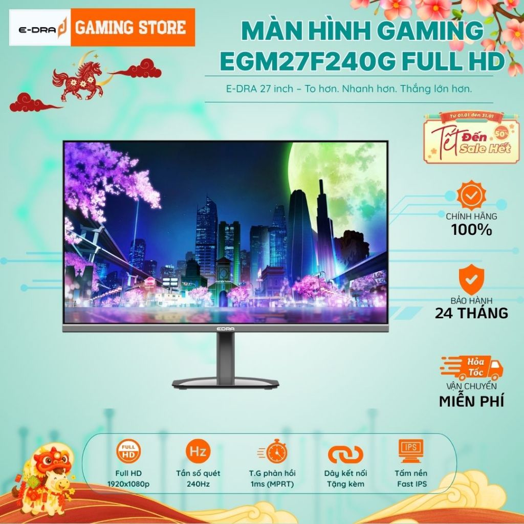 Màn Hình Gaming EDRA EGM27F240G 240Hz/1ms/Fast IPS 27Inch Full HD Bảo hành Chính Hãng