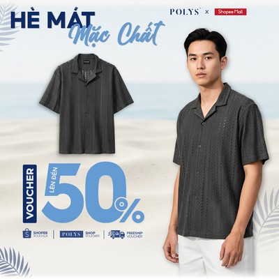 SALE HÈ Áo Sơ Mi Nam Vải Ren Có Lỗ GREEN MOSS