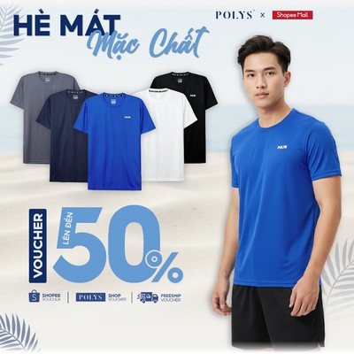 SALE HÈ Áo thun thể thao POLYS, vải thun thoáng khí giãn 4 chiều. Áo thun thể thao DRIFIT