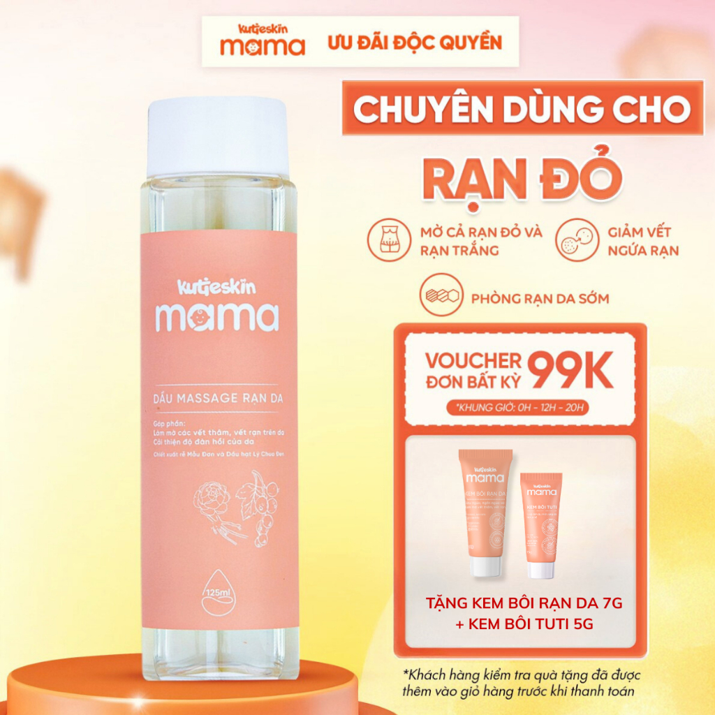 Dầu Rạn Da Oil Chuyên Trị Rạn Đỏ, Giảm Ngứa Vết Rạn Da Kutieskin Mama 125ML KDM01
