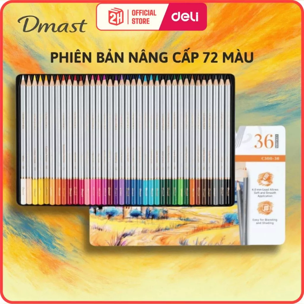 Màu Chì Gốc Dầu Deli Dmast Hộp Thiếc (Nâng Cấp) Chì Màu Mượt Mà Lên Màu Rõ Chuyên Nghiệp - VPP EC300