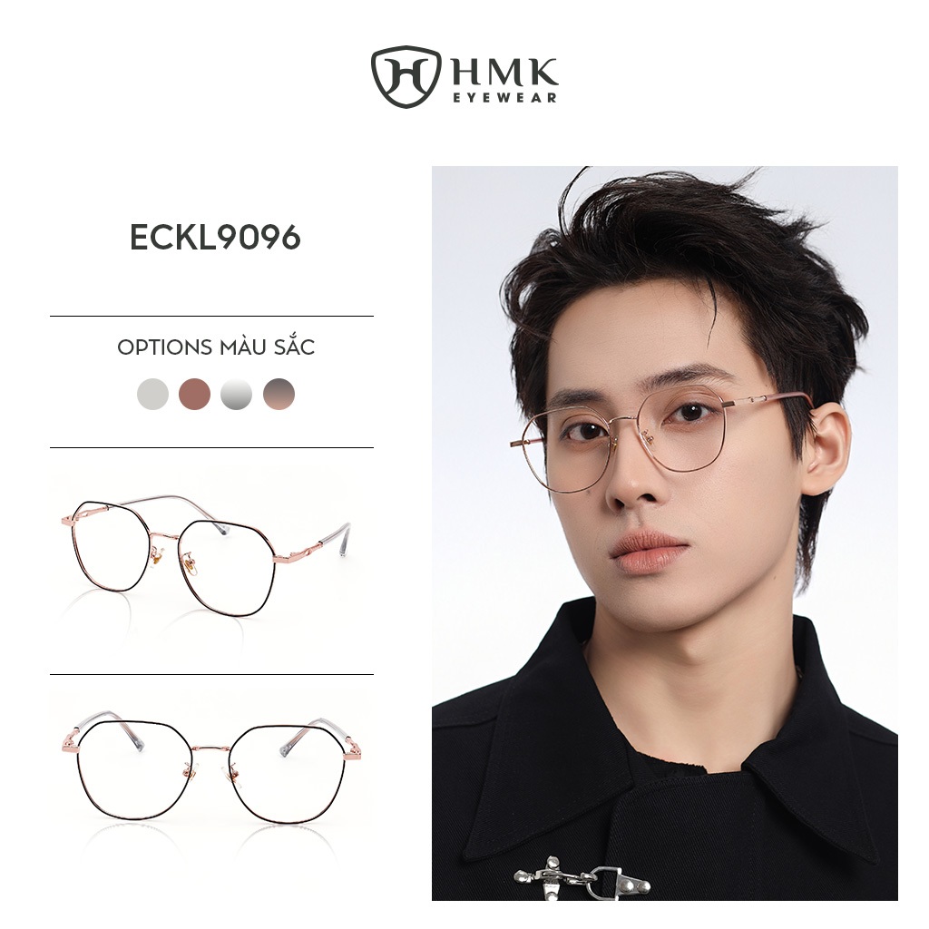 Mắt Kính Kim Loại HMK Eyewear Dáng Đa Giác Unisex Form To Có Thể Thay Cận Hạn Chế Rỉ Sét - ECKL9096
