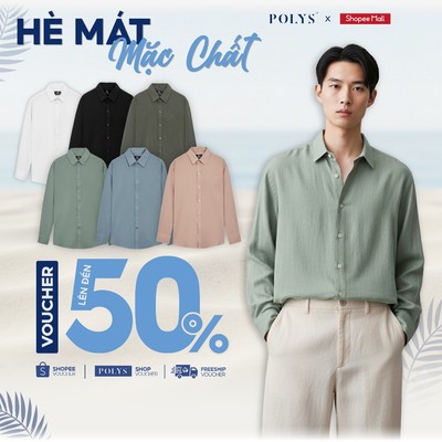 SALE HÈ Áo Sơ Mi Đũi POLYS Dài Tay, Vải Đũi Tơ Co Giãn, Thoáng Khí. SƠ MI ĐŨI DÀI TAY
