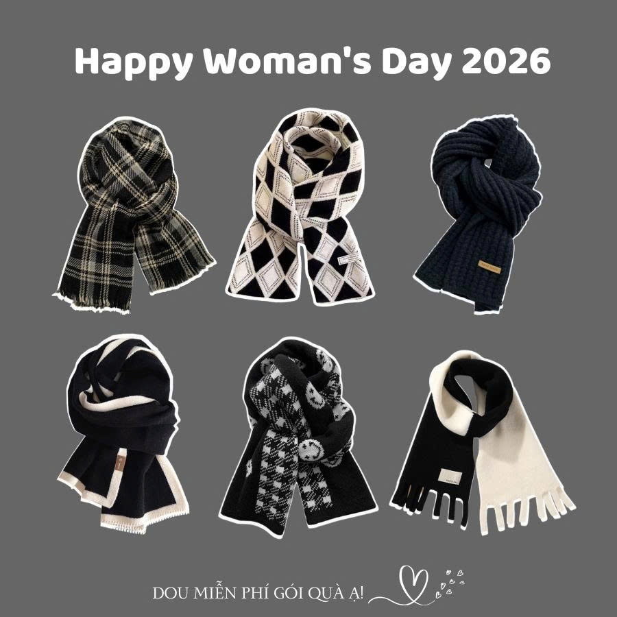 Khăn Len Unisex, Khăn Cashmere Dệt Kim Dày Ấm Tone Đỏ Giáng Sinh QUÀ TẶNG QUỐC TẾ PHỤ NỮ 8/3/2026 - Mã LN04