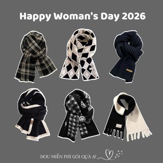 Khăn Len Unisex, Khăn Cashmere Dệt Kim Dày Ấm Tone Đỏ Giáng Sinh QUÀ TẶNG QUỐC TẾ PHỤ NỮ 8/3/2026 - Mã LN04