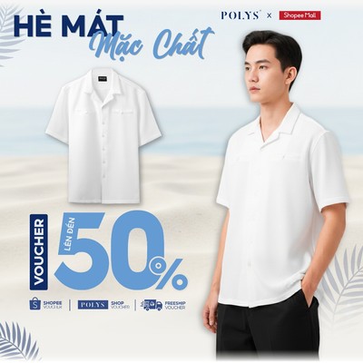 SALE HÈ Áo Sơ Mi Nam Trắng POLYS Vải Đũi Xốp Co Giãn 2 Chiều, Áo Sơ Mi Trắng WHITE ELEGANT