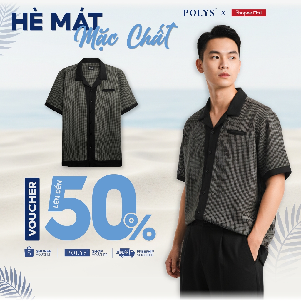 SALE HÈ Áo Sơ Mi Nam POLYS Vải Kate Caro Dày Dặn Co Giãn 2 Chiều, Áo Sơ Mi Nam GALAN