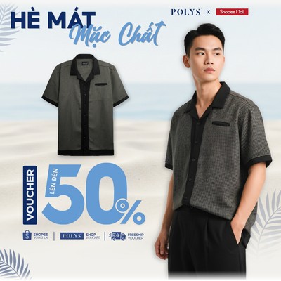 SALE HÈ Áo Sơ Mi Nam POLYS Vải Kate Caro Dày Dặn Co Giãn 2 Chiều, Áo Sơ Mi Nam GALAN