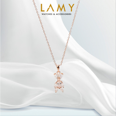 Dây chuyền bạc nữ LAMY Crystal Teddy Bear Children Rose Gold Necklace 6391